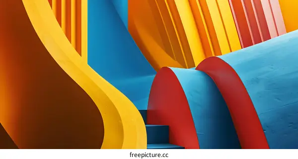 Abstract Background with Colorful Curved Shapes