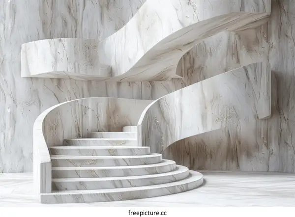 Modern Marble Spiral Staircase Interior Design