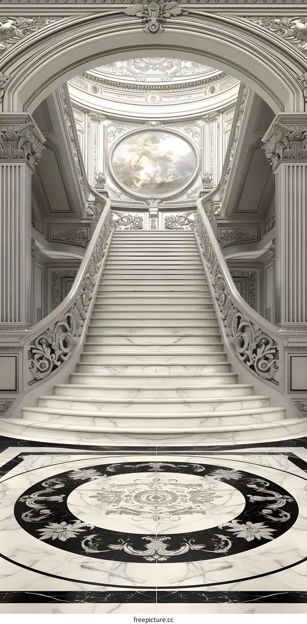 Marble Staircase in a Grand Palace