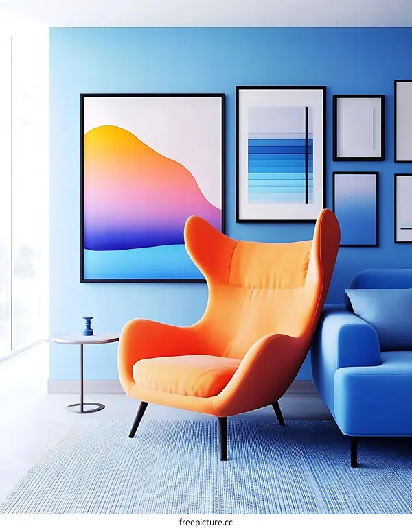 Modern Living Room Interior Design with Abstract Art