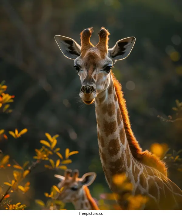 Giraffe in a Forest Clearing