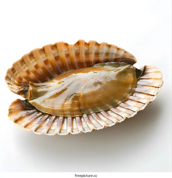Fresh Scallop on White Background