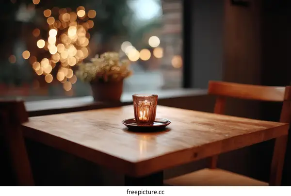 Cozy Cafe Table with Candlelight
