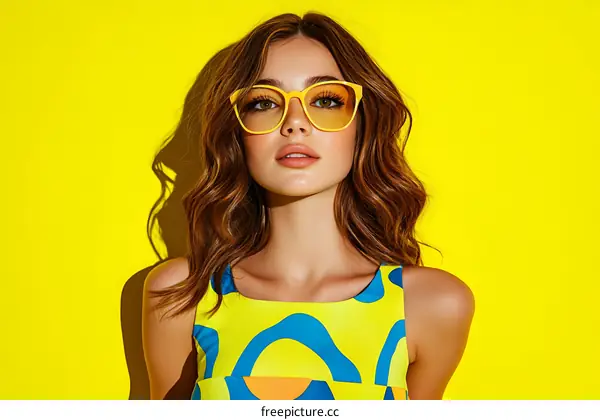 Stylish Woman in Yellow Sunglasses