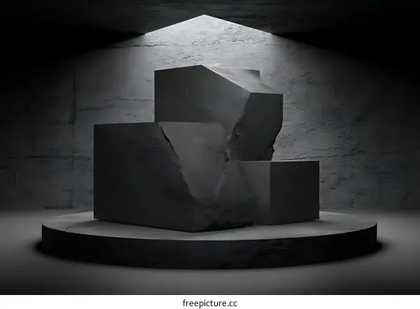 Abstract Dark Stone Geometric Display Podium