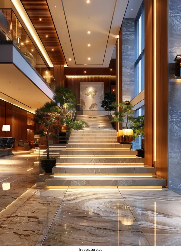 Luxury Hotel Lobby Interior Design Illustration
