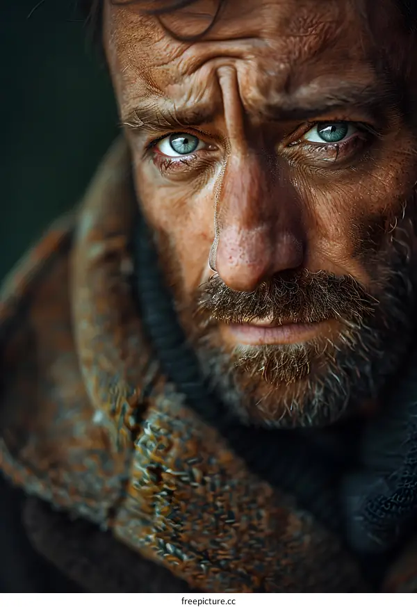 portrait of a man with a beard and blue eyes