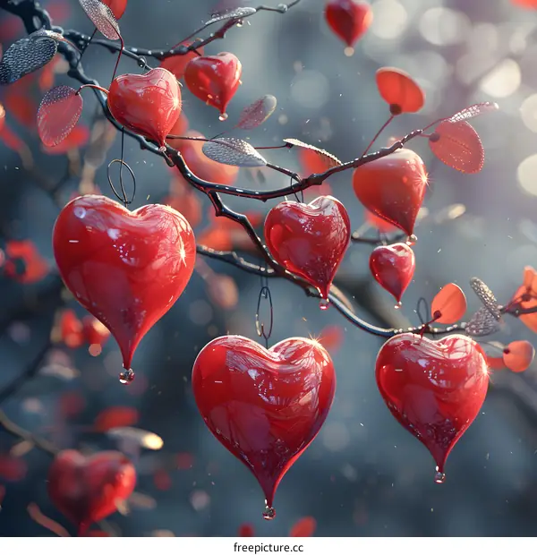 A heart hanging on a branch