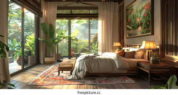 Tropical Inspired Bedroom Interior Design