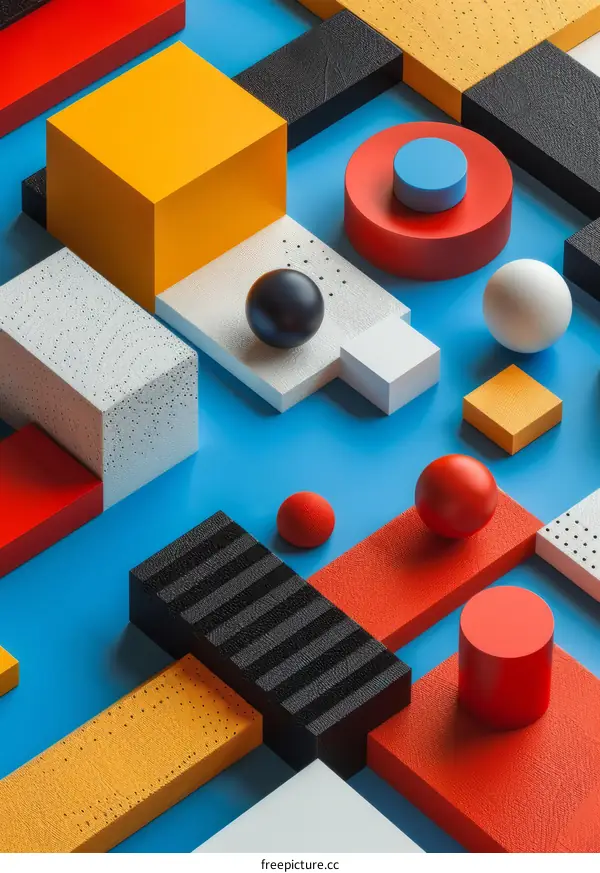 Abstract Colorful 3D Shapes Composition