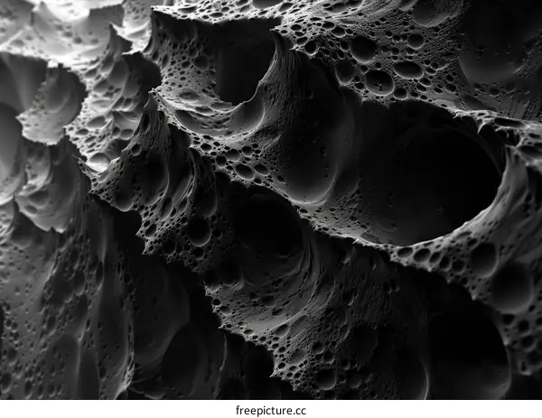 Black and white image of a rough rocky surface