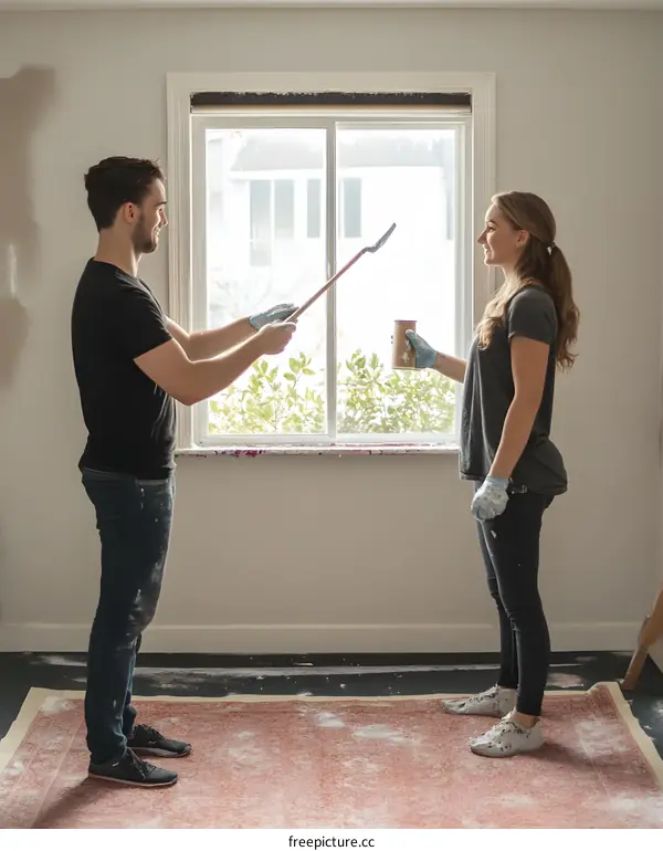 Couple Painting a Room Together