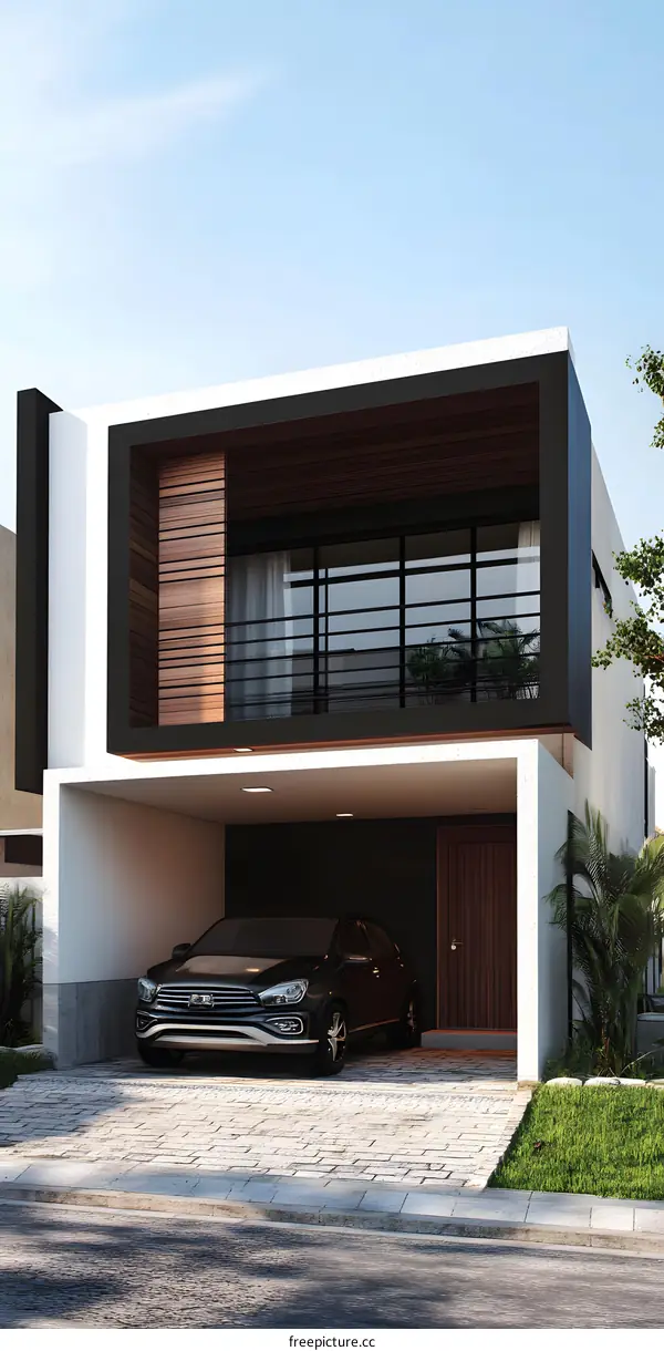 Modern Minimalist House Exterior Design with Garage