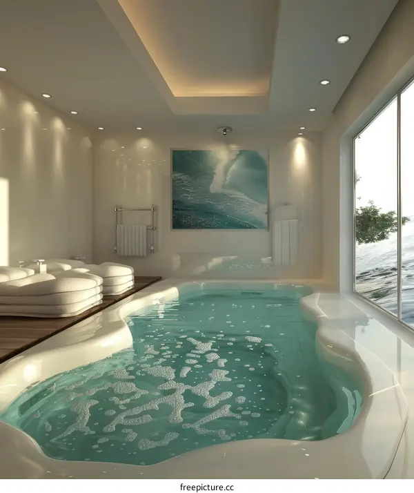 Modern Spa Bathroom with Sea View