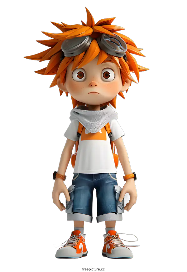 [Transparent Background PNG]Cartoon Illustration of a Boy Wearing Goggles