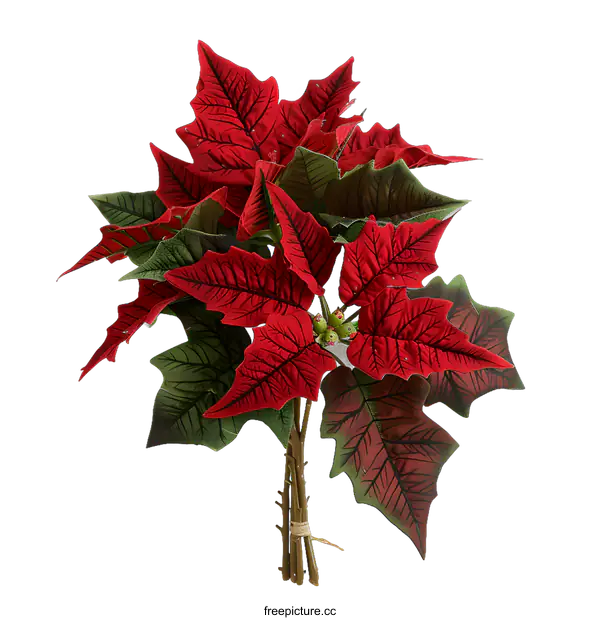 [Transparent Background PNG]Red Poinsettia Plant On White Background