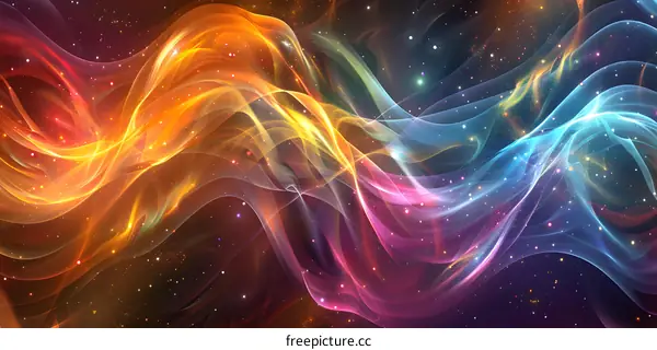 Abstract Colorful Galaxy Background with Glowing Waves