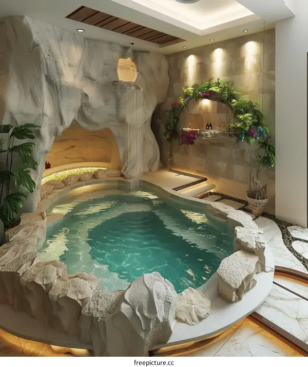 Luxury Spa Hot Tub with Waterfall Feature