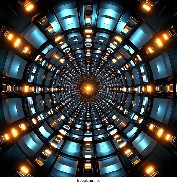 Abstract Futuristic Tunnel with Light Patterns