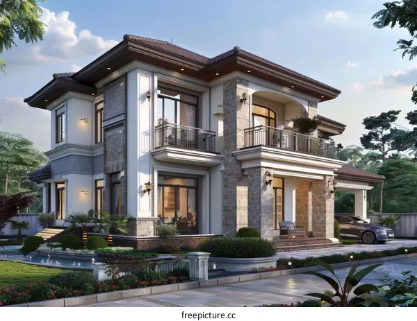 Luxury Mansion Exterior Design Illustration