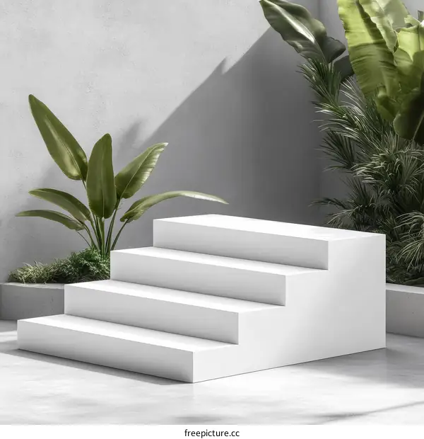 Modern Minimalist White Steps Display
