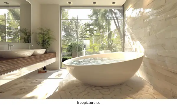Modern Luxurious Spa Bathroom with Natural Light