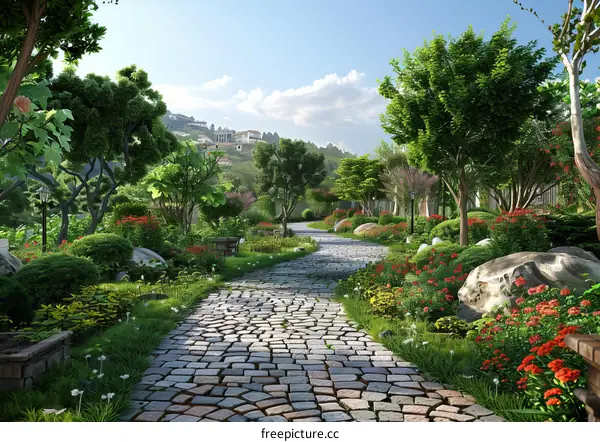 Path in a Lush Garden