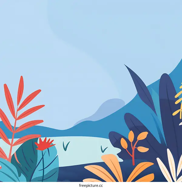 Blue Sky and Green Leaves Abstract Illustration