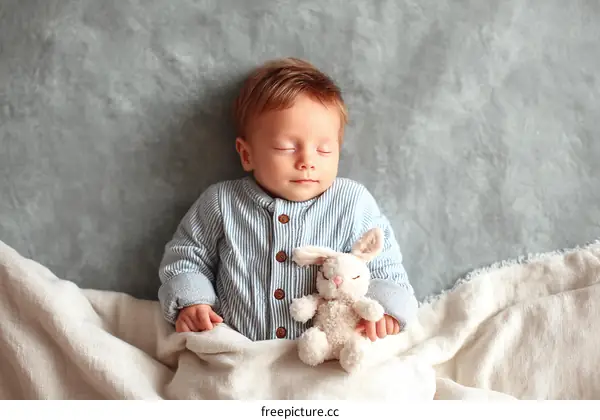 Adorable Baby Sleeping with Stuffed Animal