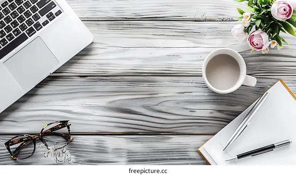 White Wooden Desk Top Workspace