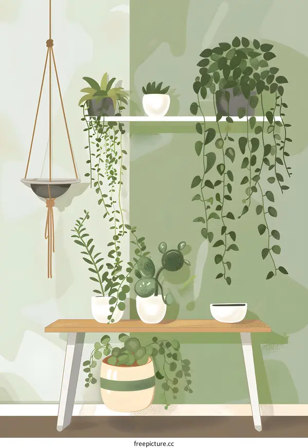 Green Plants in a Potted Arrangement