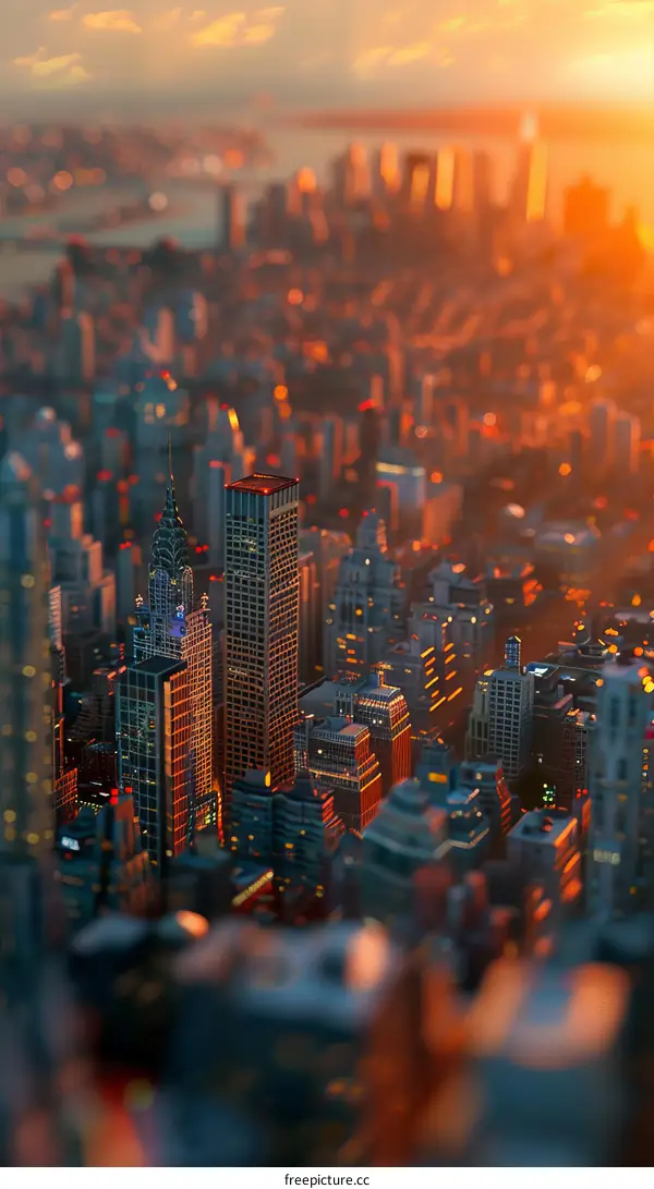 Sunset View of New York City Skyline