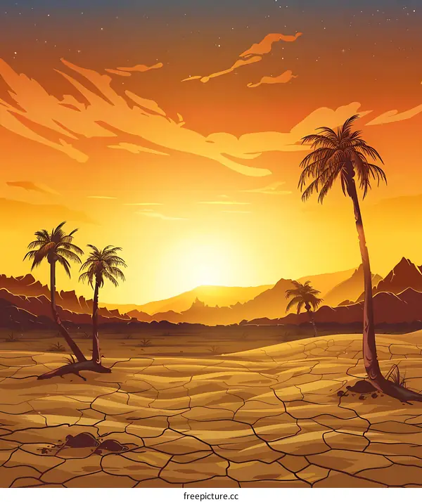 Sunset in Desert Landscape