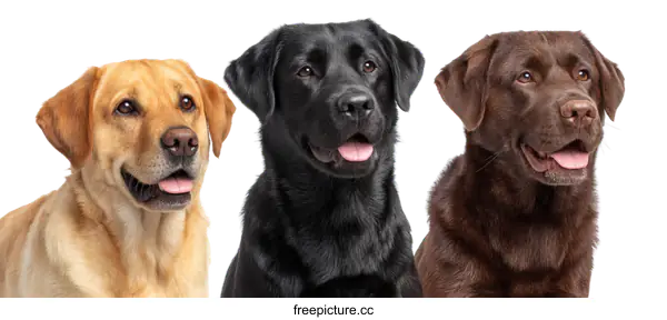 [Transparent Background PNG]Three Labrador Retrievers with Different Coat Colors
