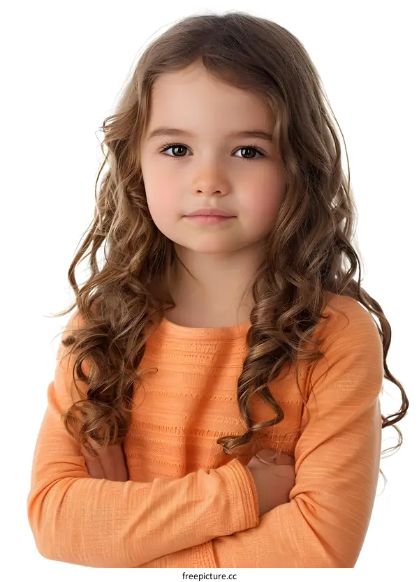 Portrait of a Young Girl with Curly Hair