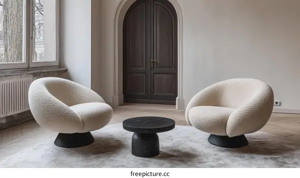Modern Beige Sherpa Armchair in Elegant Interior