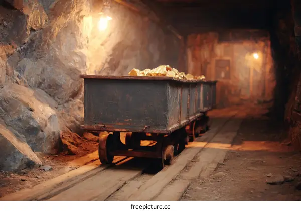 Gold Mine Cart with Precious Metal Ore