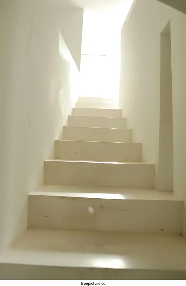 White Staircase Leading Upwards Towards The Light
