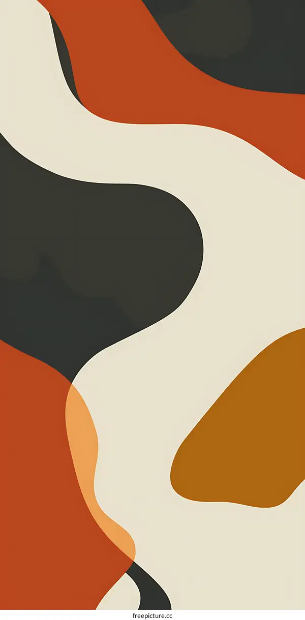 Abstract Shapes in Beige Brown Green and Orange Colors