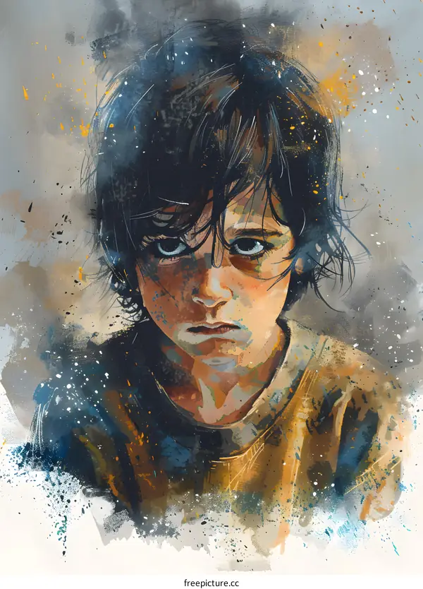 Portrait of a boy with dark hair and brown eyes