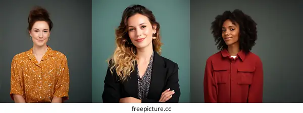 Three Diverse Women Portraits Studio