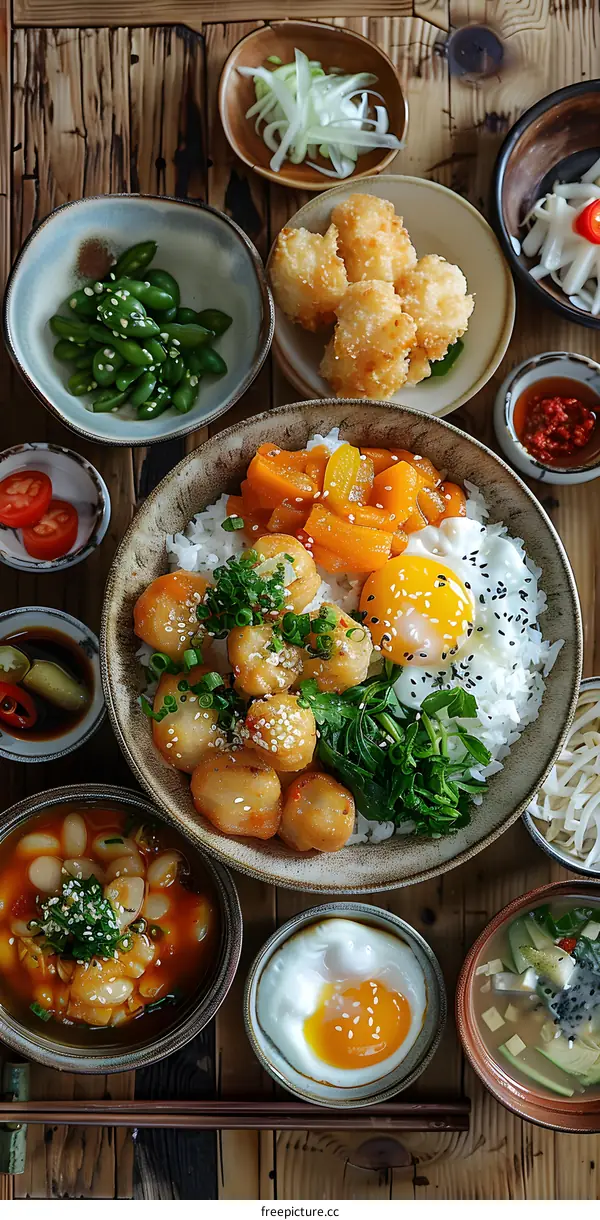 Asian Fusion Food on Table