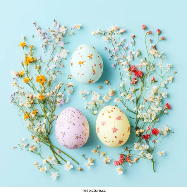 Easter Eggs Decorated with Flowers