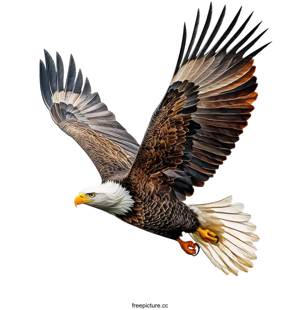 [Transparent Background PNG]Majestic Bald Eagle Soaring in Flight