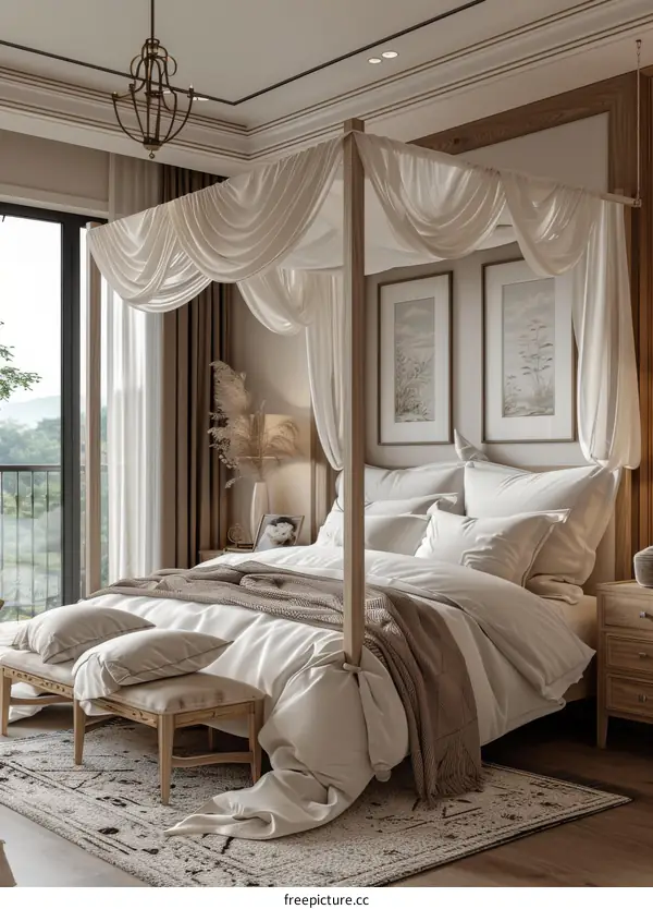 Elegant Four-Poster Bed in a Stylish Bedroom