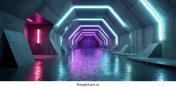 Futuristic Neon Tunnel Interior Design