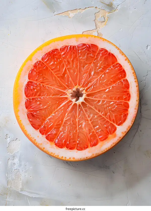 Freshly Cut Grapefruit Slices on White Background
