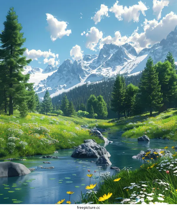 Serene Mountain River Valley