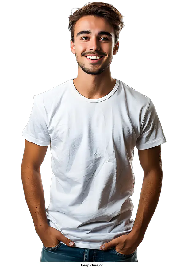 [Transparent Background PNG]Handsome young man with hands in pockets