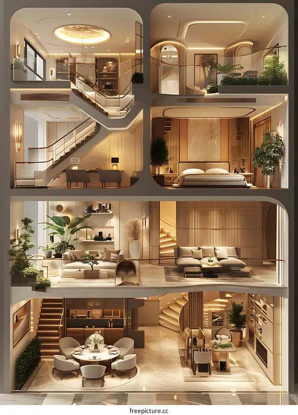 The interior design effect picture of luxury house